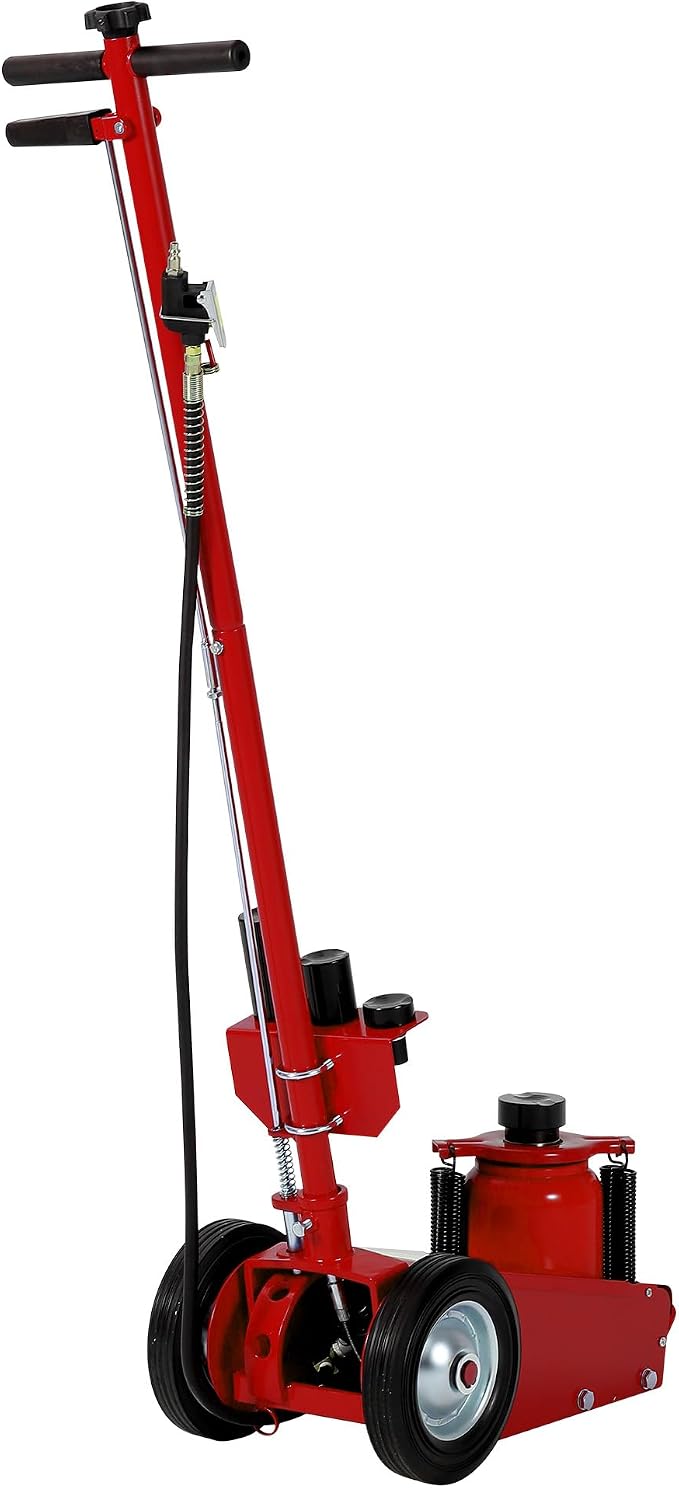 35 Ton Air Hydraulic Floor Jack, 77,000 LBS Capacity Heavy Duty Truck Jack for Trucks & Tractors, Low Profile 10 Inch, Dual Power Air/Manual Hydraulic, 4 Adapters & Adjustable Handle