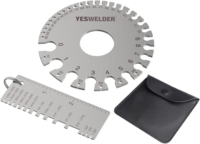 YESWELDER 75 LB Welding Magnet 2 Pieces of Magnetic Welding Holder 75 LBS Holding Power & Round Dual Sided Metal Sheet Guage & Metal Sheet Thickness Gauge 2pk Stainless Steel Wire Welding Gauge