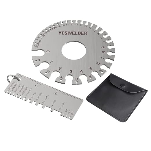 YESWELDER LG-03+Hi-Lo Gauges (Round Dual Sided Metal Sheet Guage & Metal Sheet Thickness Gauge 2pk + HI-LO Stainless Steel Welding Gauge Inch&Metric for Measurement of Pipe)