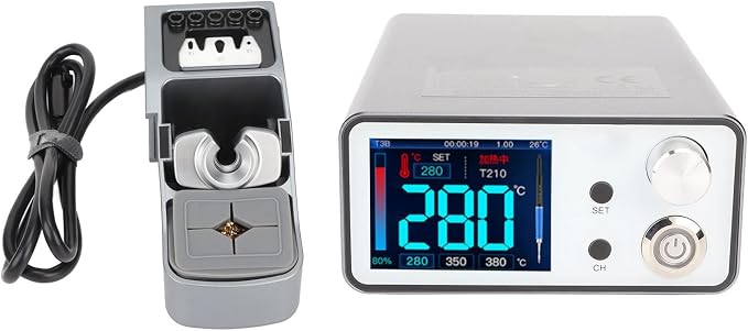Smart Soldering Station, Professional Grade Digital Display PID Control 96W Fast Heating T210 Handle for PCB Repair and Mobile Phone Motherboard