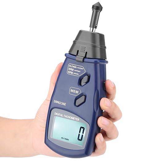 Digital Tachometer DT6236E RPM Meter with Large Display, RPM Meter for Small Engines, 2.5 to 99999 RPM Chainsaw RPM Tachometer 5 Digits Tach LCD Rotation Gauge Meter 96 Data Logging