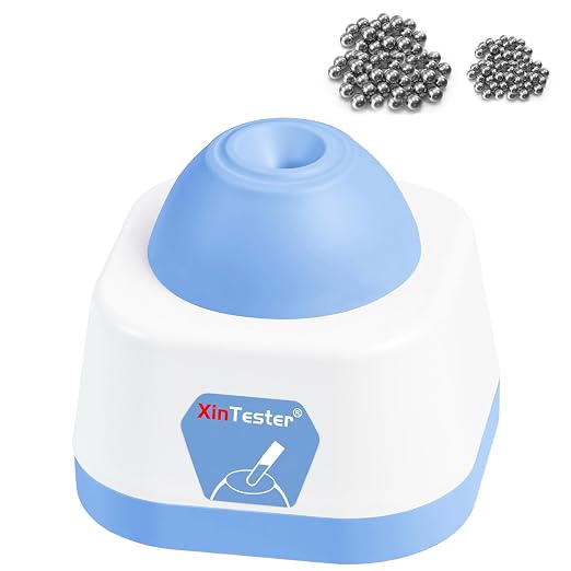 Xin Tester Lab Mini Vortex Mixer, 100ml DIY Model Paint Shaker Nail Polish Mixer Machine 3000RPM, Eyelash Adhesives Pigment Tattoo Ink Mixing with 120pcs Balls - Blue