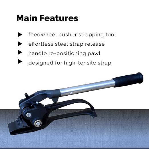 IDL Packaging S-249 Pusher Feedwheel Tensioner for 3/4" to 1 1/4" Steel Strapping - Heavy-Duty Banding Tool for Bundling Pipes - High Tensile Metal Strapping Tensioner with Long Service Life