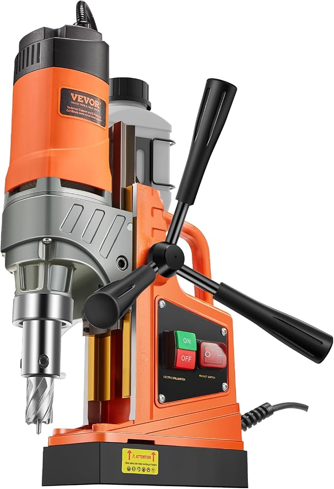 VEVOR Mag Drill Press, 1300W 1.57" Boring Diameter, 2922lbf Power Portable Magnetic Drill, 810 PRM, 11Pcs Drill Bits Electric Drilling Machine for Metal Surface, Industrial and Home Improvement | For Metal Surface, 810 PRM, with 11Pcs Bits, Portable, T...