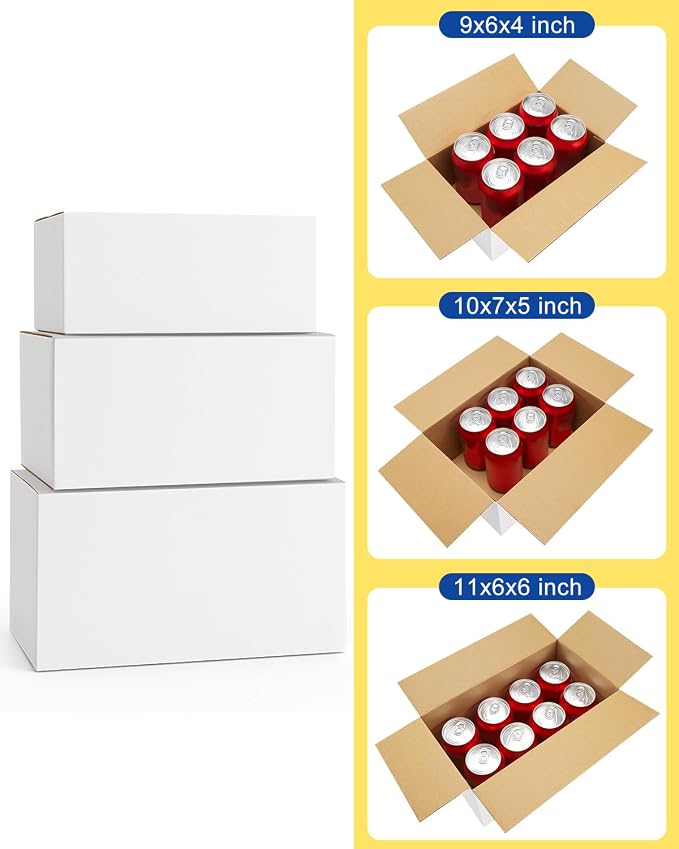 Assorted-Sizes-Shipping-Boxes-45-Pack: 9x6x4 & 10x7x5 & 11x6x6 Small-Shipping-Boxes-Mailers, White-Boxes, Corrugated-Cardboard-Boxes-for-Packing-Small-Business Mailing