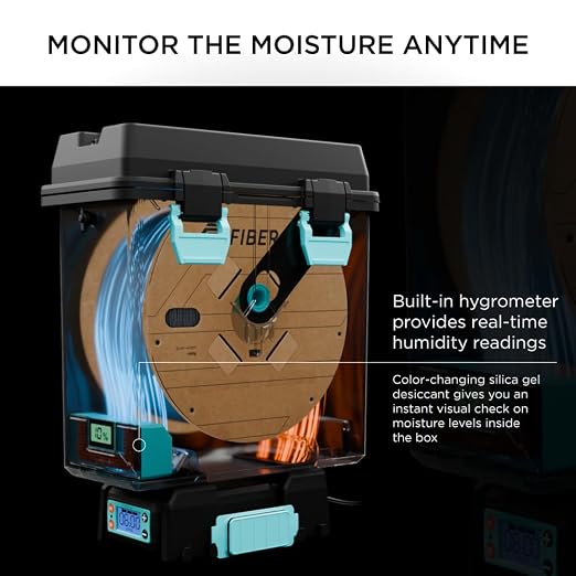 Polymaker PolyDryer Box XL, Airtight Filament Storage Box with Hygrometer, Moisture Proof Filament Container for Multi-Materials, 1.75mm/2.85mm/3.00mm, up to 3kg Spool, Print Without Breaking Seal