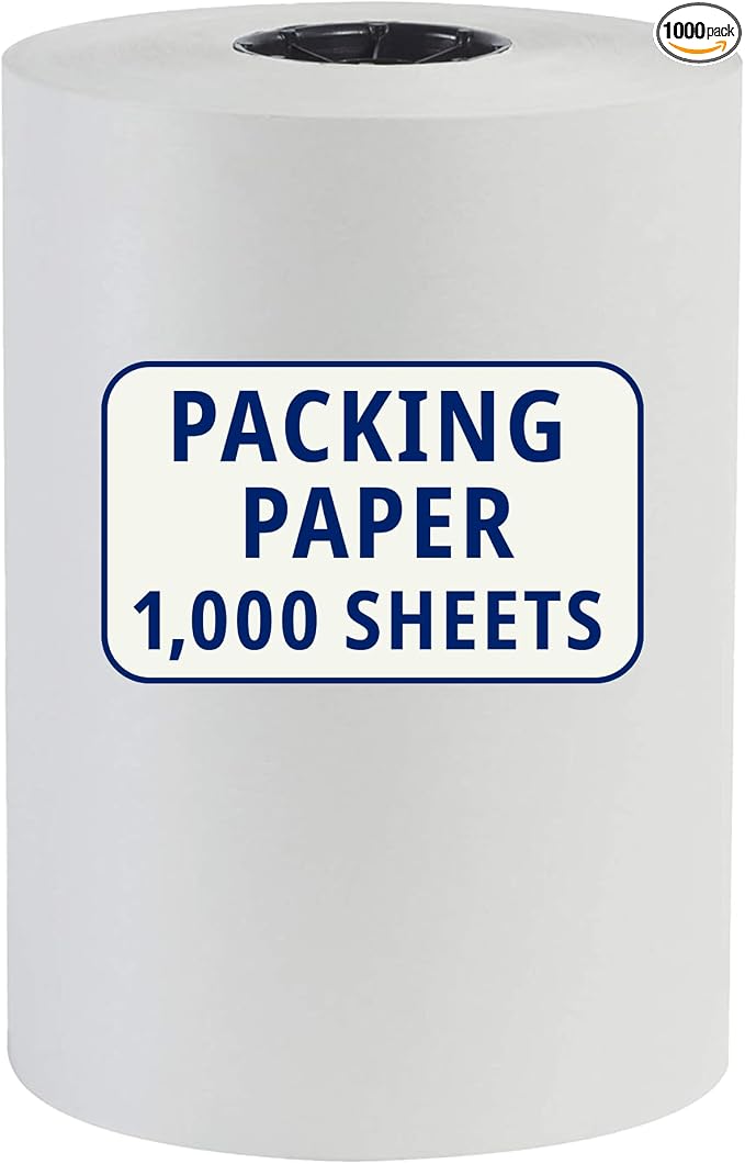 BOX USA Packing Paper Roll 1440'L x 20"W - 1,000 Sheets 17” Long Equivalent - Large White Newsprint for Shipping, Packaging, Storage and Moving Supplies