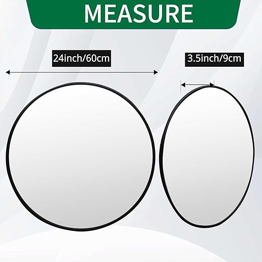 BESEA 24" Convex Traffic Mirror (2-Pack) - Wide Angle Blind Spot Safety Mirror for Driveway & Garage - Weatherproof Outdoor Security Mirror for Parking Lot & Street with Adjustable Bracket