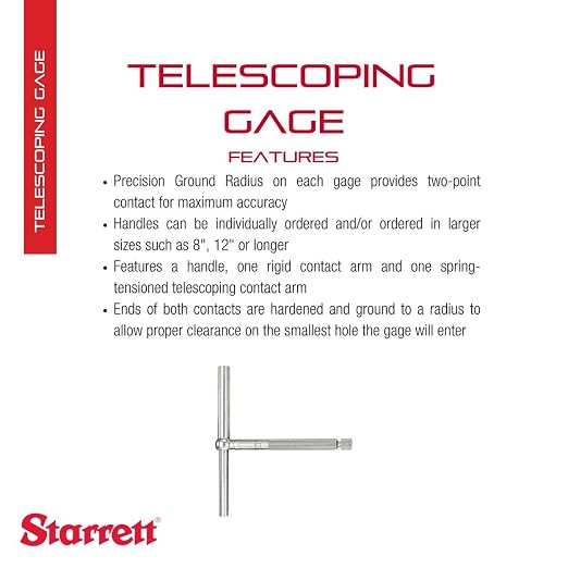 Starrett Telescoping Gage with One Arm - Ideal for Determining True Size of Holes, Slots and Recesses - 2-1/8" - 3-1/2" Range, 2-3/8" Handle Length - 229D
