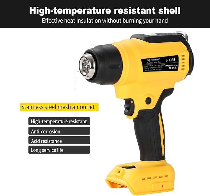 Cordless Heat Gun for DeWalt 20V Battery, 350W Hot Air Gun with Digital LCD Temp Control