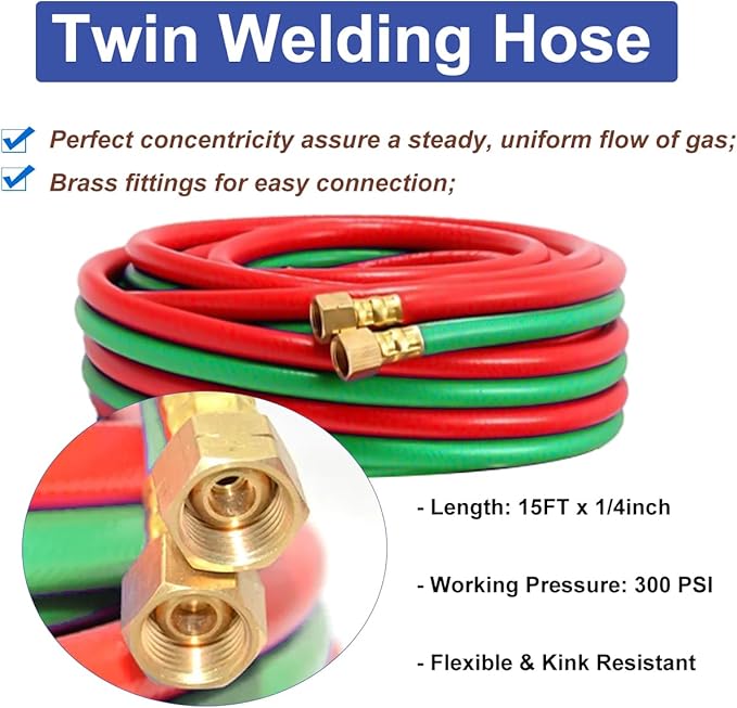Cutting Torch Set Oxy Acetylene Torch Kit,Portable Gas Cutting Torch and Welding Kit with Acetylene Oxygen Gas Regulator Welding Hose Welding Glasses Storage Case (#22557)