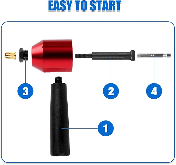 YUZES Rivnut Tool Adapter for Cordless Drill Electric- Newly Labor Saving Rivet Nut Gun Kit with 13 Mandrels & 260 Rivet Nuts, Professional Rivnut Gun Kit with Carrying Case (Rivet Nut Tool-30-R1)
