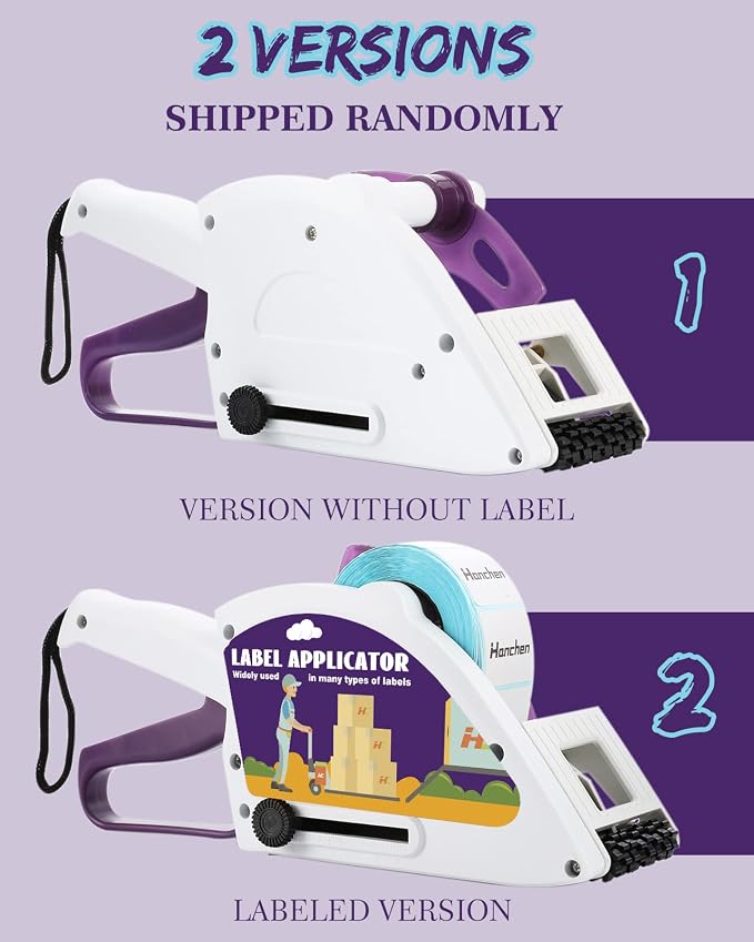 Hanchen Label Applicator, Portable Barcode Applicator Gun Manual Label Applicator Round Square Flat Bottle Labeling Machine Hand Held Sticker Labeler for 1” 3” Label Core