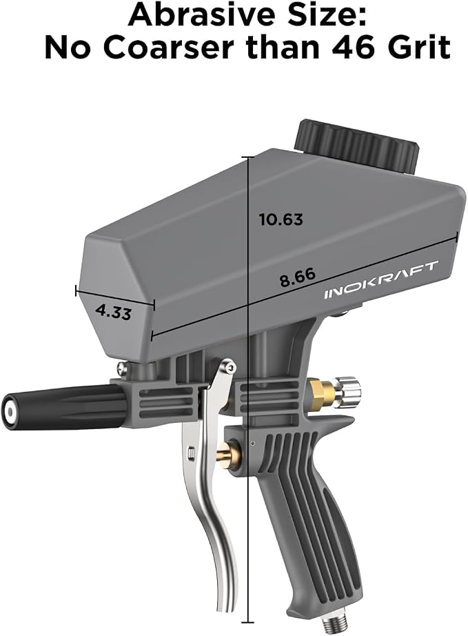 Inokraft Leak-Proof Portable Sand Blaster Gun Kit for 60-120 PSI Air Compressor, Mini Sandblaster for Rust & Paint Removal, Compatible with Aluminum Oxide, Soda, Perfect for Small Project