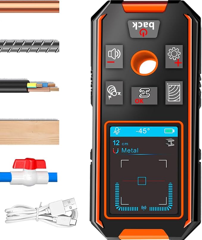 Stud Finder Wall- 3 in 1 Finder Wall Scanner for Testing Behind Walls Wood AC Wire Metal Studs Joist Pipe with Upgraded Smart sensors, high-Definition LCD Display and Audible Alarms. (NF-513).