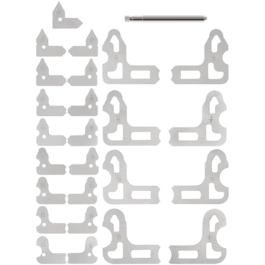 25-Piece Radius Gage Set 1/64''-1/2'' Gauges with Holder, 3602-5021 Radius Gauge Set