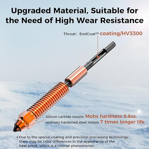 Creality K1C Silicon Carbide Nozzle, Upgraded Extruder x Phaetus Nozzle, K1 Accessories 3D Printer Nozzle Kit, K1 SE Nozzle for Creality K2 SE/K1 Max/Ender 3 V3 Plus/3 V3 SE KE 3D Printers(0.4mm)