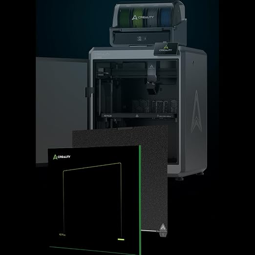 Creality K2 Plus Texture PEI Build Plate Kit, 3D Printer Heat and Wear Resistance Textured PEI Spring Steel Plateform with Wipe Nozzle Design for K2 Plus 370x370mm