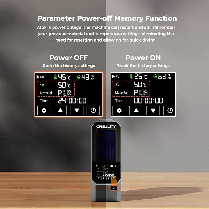 Creality Space Pi Filament Dryer with Spool Holder, Fast Drying Tech and Touchscreen, Multi-Material Compatible for 1.75mm and 3mm, Storage Box
