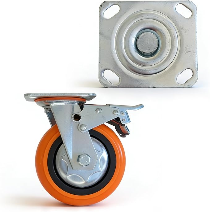 GarveeTech Heavy Duty Casters Wheels Set of 4 with 2 Locking Casters, Load Capacity 1800lbs for Carts, Furniture, and Workbench (Orange)