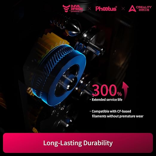 Phaetus DXC2 Extruder Upgrade for Creality K2 Series | Adaptive Pressure for TPU 65A to Carbon Fiber, Ultra-Wear-Resistant Gears