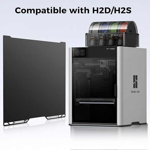 ENOMAKER Bamboo Original H2D H2S Engineering Build Plate, Smooth Print Bed Surface,120°C High Temp Resistant for All Filaments,Dual Sided Mat,Long-Lasting for Bambu Lab 3D Printer Heat Bed 35.5x34.5cm