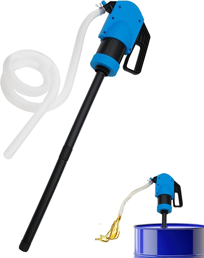 Lever Action Drum Pump Cost-Effective Replacement - Manual Barrel Pump for DEF,Antifreeze, Gasoline, Fuel & Low concentration liquid,Siphon Pump for 55 Gallon Includes 6.56 ft of 3/4”Corrugated Hose