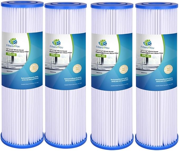 CFS – Whole House Replacement Water Filter Cartridges Compatible with EQ-304-20 & EQ-PFC.35 Models – Removes Bad Taste – 20" Replacement Filter Cartridge (4 Pack - Pleated Filter)
