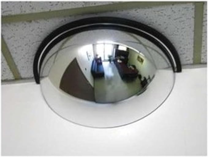 18” Acrylic Half Dome Mirror with Steel back, Round Indoor Security Mirror for Driveway Safety Spots, Outdoor Warehouse Side View, Circular Wall Mirror for Office Use - Vision Metalizers (DSB1812)