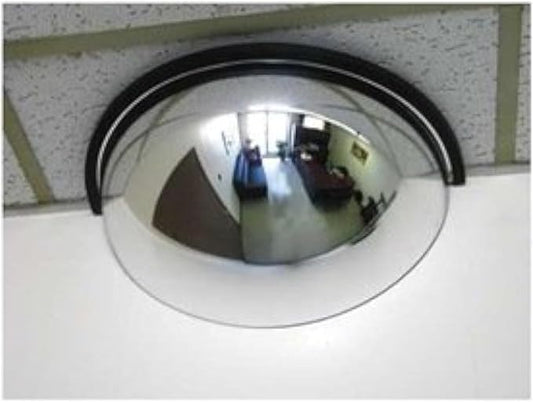 18” Acrylic Half Dome Mirror with Steel back, Round Indoor Security Mirror for Driveway Safety Spots, Outdoor Warehouse Side View, Circular Wall Mirror for Office Use - Vision Metalizers (DSB1812)