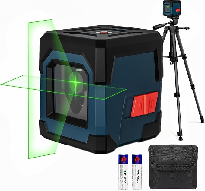 Laser Level with tripod, RockSeed Cross Line Laser with Self-Leveling, Vertical and Horizontal Line, Rotatable 360 Degree, Carrying Pouch, Battery Included (LV1GT2)