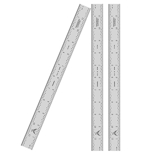 PEC Tools 12 Inch Rigid Steel Ruler (3 Pack), Machinist Metal Ruler Scale with Markings 1/8", 1/16", 1/32", 1/64", Tempered Steel, 3/64 Thick x 1" Wide, Trusted by Professionals, Made in USA
