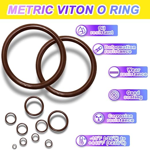 KEZE 386 Pcs Metric Viton O Ring Assortment Kit and 1 oz 1-Pack Silicone Grease for Various Automobiles Engines Pumps Cylinders Plumbing