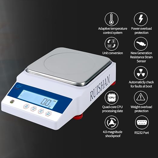 Large Range 10kg x 0.1g Precision Lab Balance Scale Grain/Gram Scale Scientific Scale Calibrated Scale Industrial Laboratory Weighing and Counting Scale Table Top Scale | for Lab, Jewelry