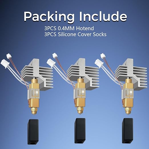 3PCS for Centauri Carbon 2/CC2 Ceramic Hotend 0.4mm Hardened Steel Brass Nozzle- 3D Printer Extruder Hot End/Printhead Silicone Sock, Heatsink, Heating Cartridge Thermister (Not for Centauri Carbon)