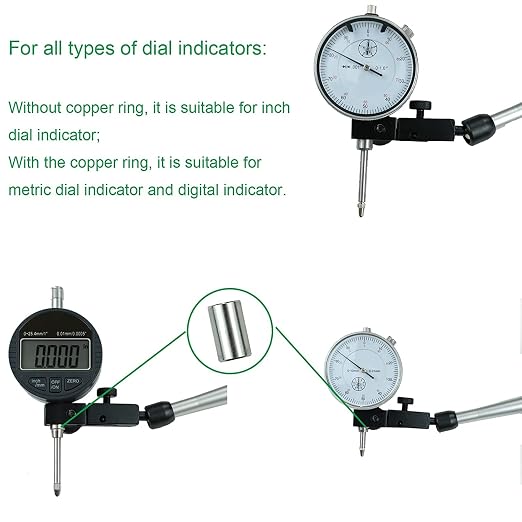 HDLNKAK Digital Dial Indicator Bore Gauges (2"-6"/0.0005") + Magnetic Base Stand 176 lbs / 80 kg Max Pull