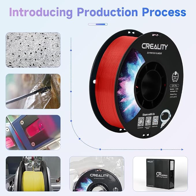Official Creality TPU Filament, Flexible 3D Printer Filament 1.75mm, 95A Shore High Hardness & Resilience, Dimensional Accuracy +/- 0.03 mm for Most FDM 3D Printers