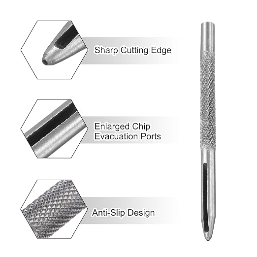 HARFINGTON Leather Round Hole Punch, 1mm Hollow Hole Puncher Cutter Carbon Steel Circle Hole Punching Cutting Tool for Belt/DIY Leather Craft