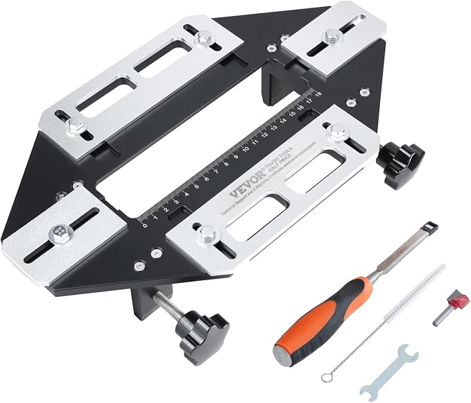 VEVOR Door Hinge Jig, Aluminum Alloy Woodworking Hole Opener, Slotting Locator, Flexible Wooden Door Hinge Hole Guide, Hinge Template Jig for Door Hinge Groove and Door Lock Installation