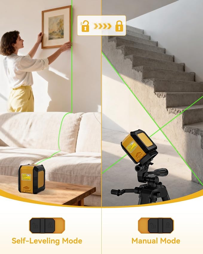 Nikotek Laser Level with Tripod, Self-Leveling Green Beam Horizontal and Vertical Cross-Line Laser for Home Decoration Carrying Pouch, Battery Included