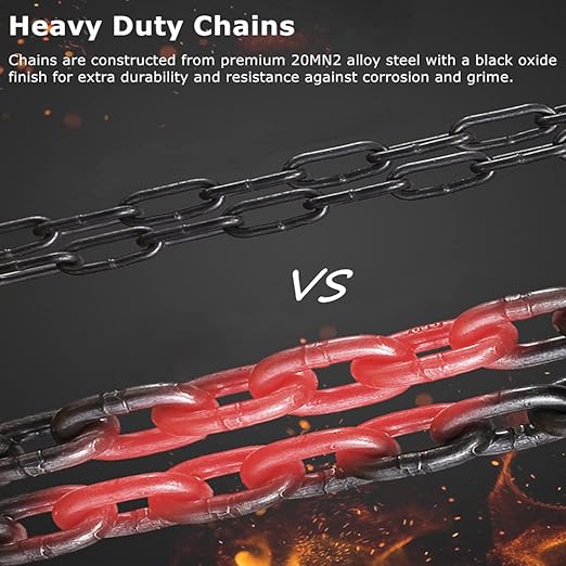 Manual Chain Hoist | 1 Ton/2000 lbs Capacity | 10’ Lift | 2 Hooks | Manual Hand Lift Steel Chain Block Hoist (1T-Red)