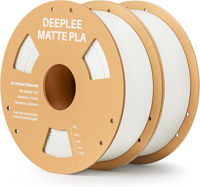 Matte PLA Filament 1.75mm, 3D Printer Filament Dimensional Accuracy +/- 0.02mm, No Clogging, Higher Toughness, Cardboard Spool 3D Filament, 2 Pack White