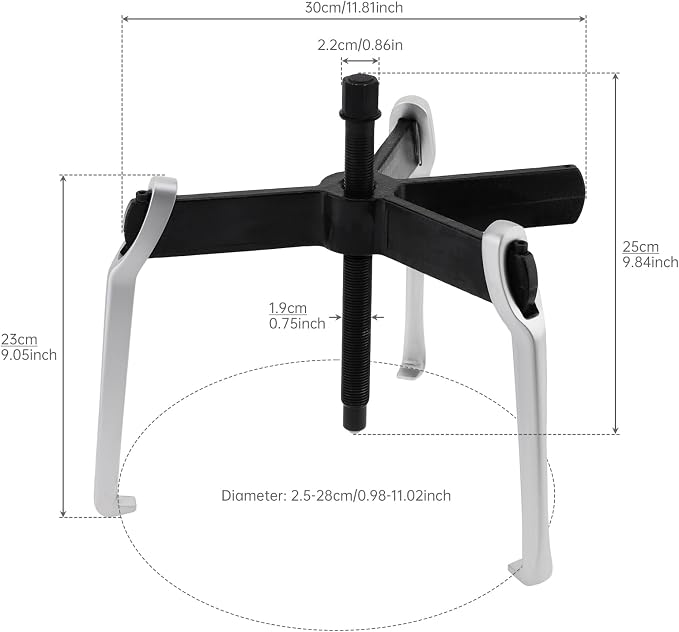 ChgImposs 2 Jaw 3 Jaw Gear Puller, Adjustable Bearing Puller, Reversible Removal Tool for Internal External Pulling, Puller Tool for Removal of Pulleys Flywheels Bearings Gears (12 Inch)