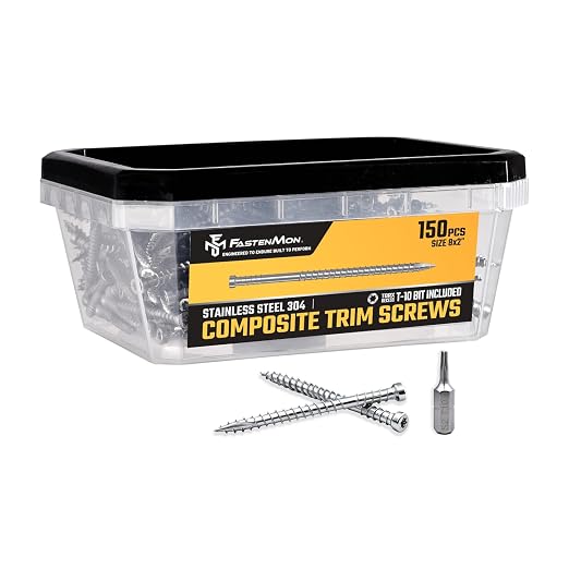Composite Trim Screws, #8 x 2 Stainless Steel 304, 150pcs | Hidden Fastener For PVC & Wood, Outdoor Deck, Exterior & Finish Fasteners, Rust-Resistant, T-10 Star Drive, 0.9lbs