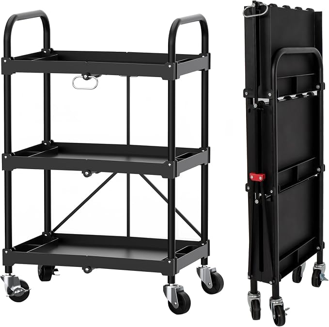 LEADALLWAY Platform Truck Large Size 880lbs 35.8x24x34.3inches Yellow with 2 Rope+Collapsible Service Cart
