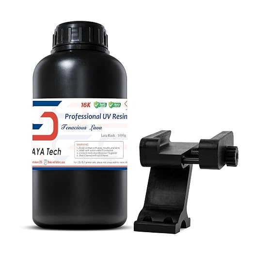 Siraya Tech Tenacious Lava Black Resin for 3D Printer - Professional Engineering Resin 1KG, High Impact Resistant & Wear Resistant UV Photopolymer for LCD/DLP/MSLA 3D Printers, Strong & Durable