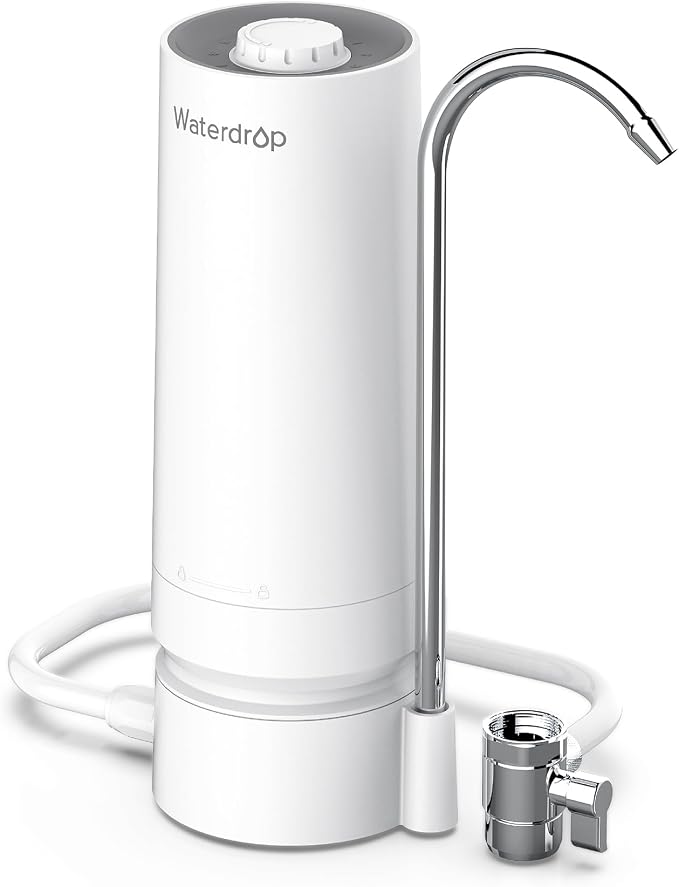 Waterdrop CTF-05 Water Filter for Sink Faucet, Countertop Water Filter System and Filter Life Reminder, Reduces Heavy Metals, Bad Odor, and 99% Chlorine, 4000 Gallons, 1 Filter