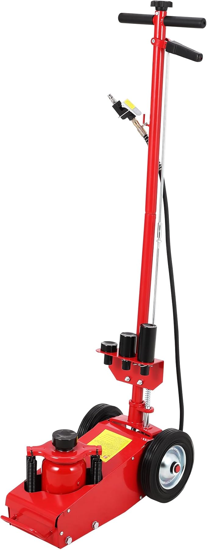 Air Hydraulic Floor Jack, 22-Ton(44,000 LBS) Low Profile 9 Inch Heavy Duty Jack for Trucks & Tractors, Dual Power Air/Manual Hydraulic with 4 Adapters, Adjustable 46" Handle & Rubber Wheels