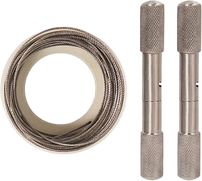 Amagogo Stainless Steel Cable Saw,Hand Pocket String Rope Saw,Manual Camping Removal Compact Wire Saw Dehorning Saw Handles/Wire for PVC Pipe Cutting,Emergency,Sheep