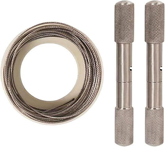 Amagogo Stainless Steel Cable Saw,Hand Pocket String Rope Saw,Manual Camping Removal Compact Wire Saw Dehorning Saw Handles/Wire for PVC Pipe Cutting,Emergency,Sheep